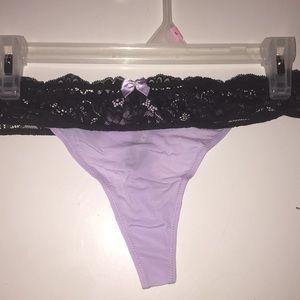 Lilac With Black Lace Adore Me Thong